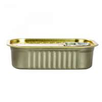 Custom Rectangular Seal Ring-Pull Tin Can with Lid for Tuna Fish Meat Food Packing