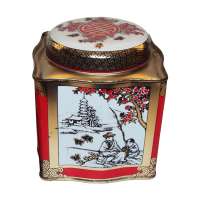 empty round shape tea tin box metal square coffee tin container