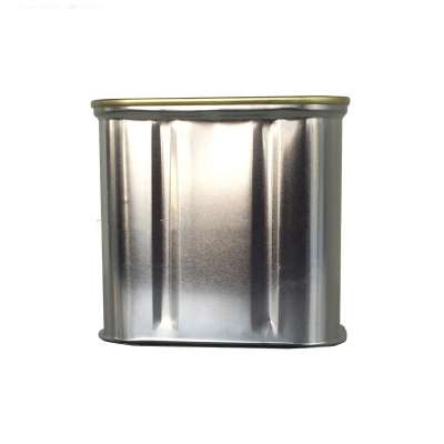 Empty rectangular food tin can for 340g luncheon meat